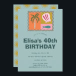 Strandfirande  Modern Söt Anpassad Födelsedagsfest Inbjudningar<br><div class="desc">Perfekt söt kort för en rolig inbjudan! Handgjord konst för dig! Perfekt för en födelsedagsfest eller annan firande vid havet.</div>