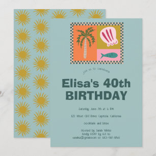 Strandfirande  Modern Söt Anpassad Födelsedagsfest Inbjudningar