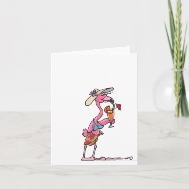 StrandFlamingococtail Notecard Kort (Framsida)