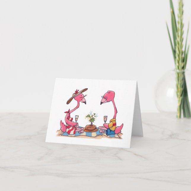 StrandFlamingopicknick Notecard Kort (Framsida)