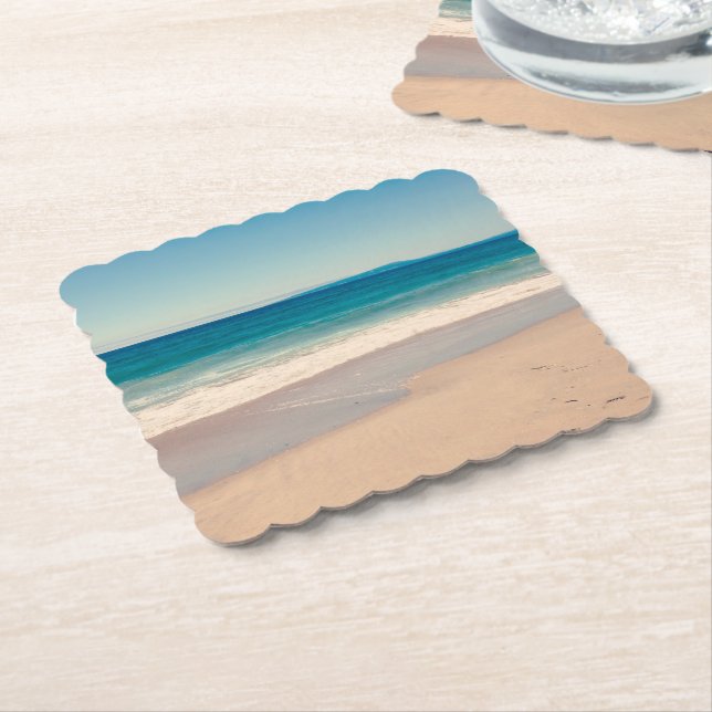 Strandfoto Ocean Blå Landskap Underlägg Papper (Vinklad)