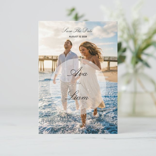 strandfoto Save The Date-kort Spara Datumet (Stående Fram)