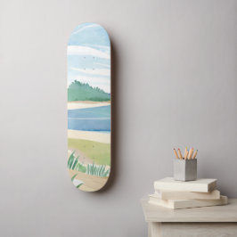 Strandgräsbukt | Akvarell Hav Kusthav Mini Skateboard Bräda 18,5 Cm