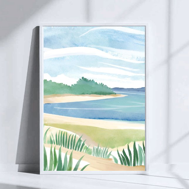 Strandgräsbukten | Akvarell Hav Kust Sjö Konst Poster (Skapare uppladdad)