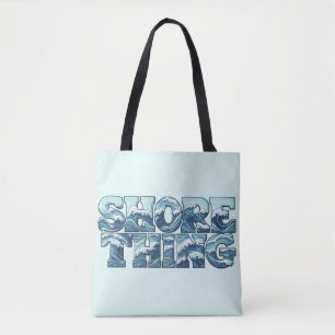 Strandgrej Retro Blå Havsvågor Grafik Beach Tygkasse
