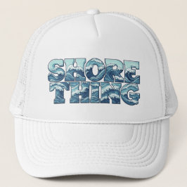 Strandgrej | Retro blåa havsvågor Surf-grafik Keps