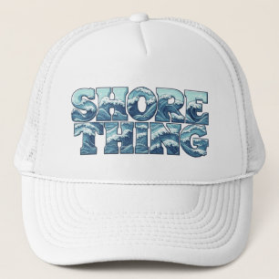 Strandgrej Retro blåa havsvågor Surf-grafik Keps