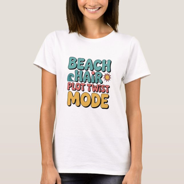 Strandhår Plot Twist Roligt Bokigt T Shirt (Framsida)