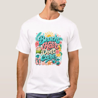 Strandhår spelar ingen roll Tropisk sommar typogra T Shirt
