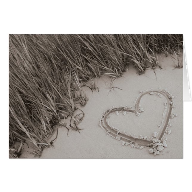 StrandhjärtaSepia Hälsningskort (Framsidan Horizontal)