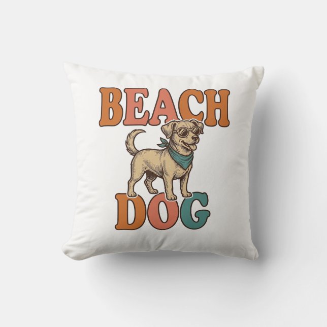 Strandhund Vintagegravyr Grafisk design_1 Kudde (Framsida)