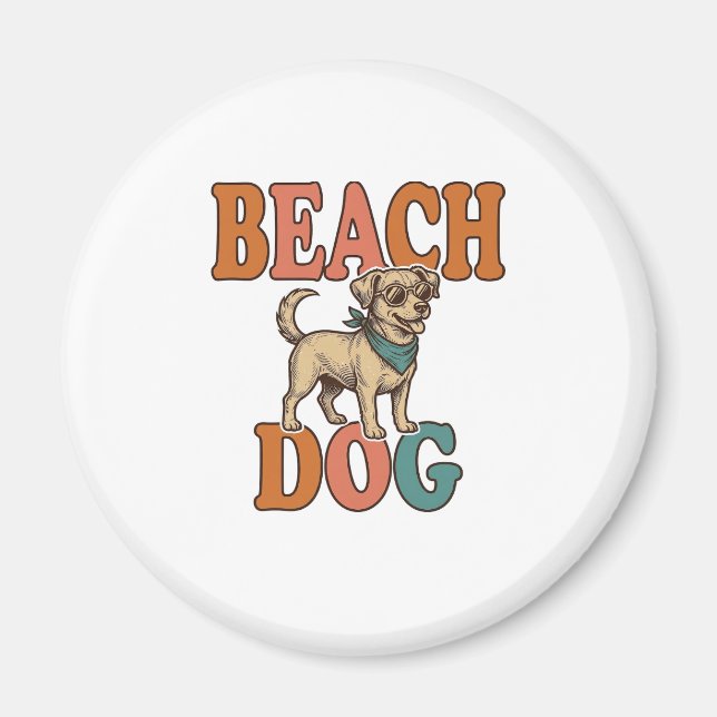 Strandhund Vintagegravyr Grafisk design_1 Magnet (Framsidan)