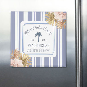 Strandhus Blå Ränder Kustboende Boho Gårdshus Magnet