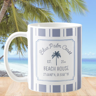 Strandhus Blå Ränder Kustnära Bondgård Kaffemugg