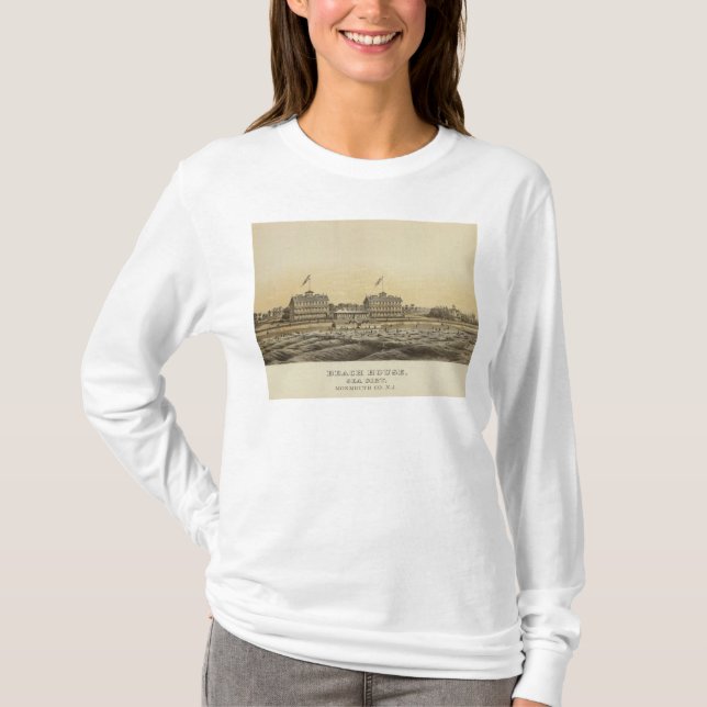 Strandhus, Girt hav, Monmouth Co, NJ T Shirt (Framsida)