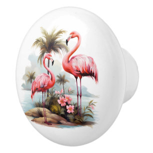 Strandhus i Cute rosa flamingo Knopp