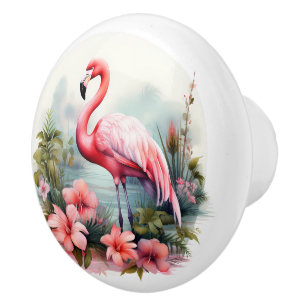 Strandhus i Cute rosa flamingo Knopp