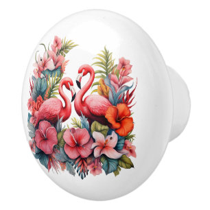 Strandhus i Cute rosa flamingo Knopp