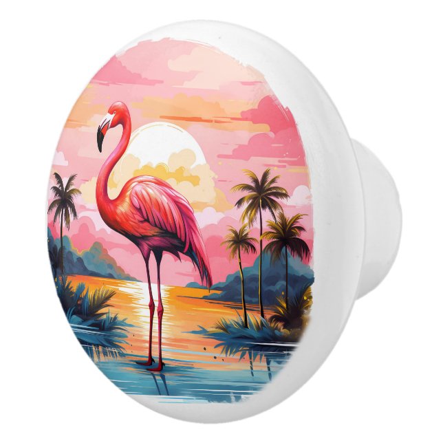 Strandhus i Cute rosa flamingo Knopp (Höger)