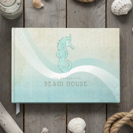 Strandhus Marin Seahorse Aqua Blå ID623 Gästböcker