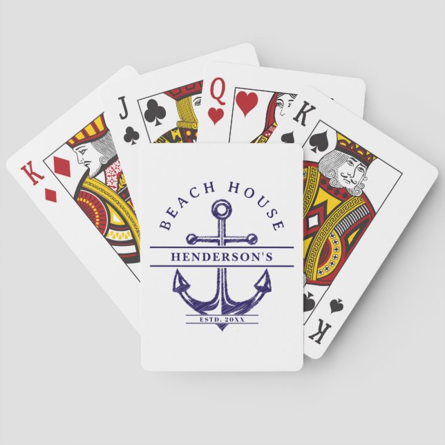 Strandhus nautiskt ankare Blå Casinokort (Baksidan)