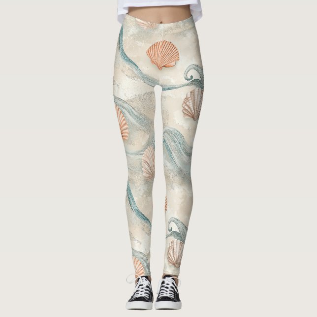 Strandhus Snäckmönster Leggings (Framsida)