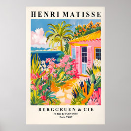 Strandhusdekor, Mid century modern affisch, Rosa Poster