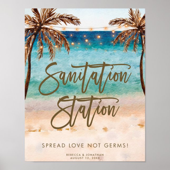 Strandhygienstation bröllopsskylt poster (Framsidan)