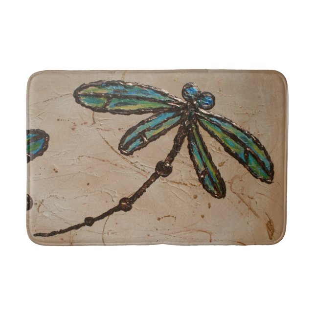 Strandig blå och grön trollslända flyger badrumsmatta (Framsidan)