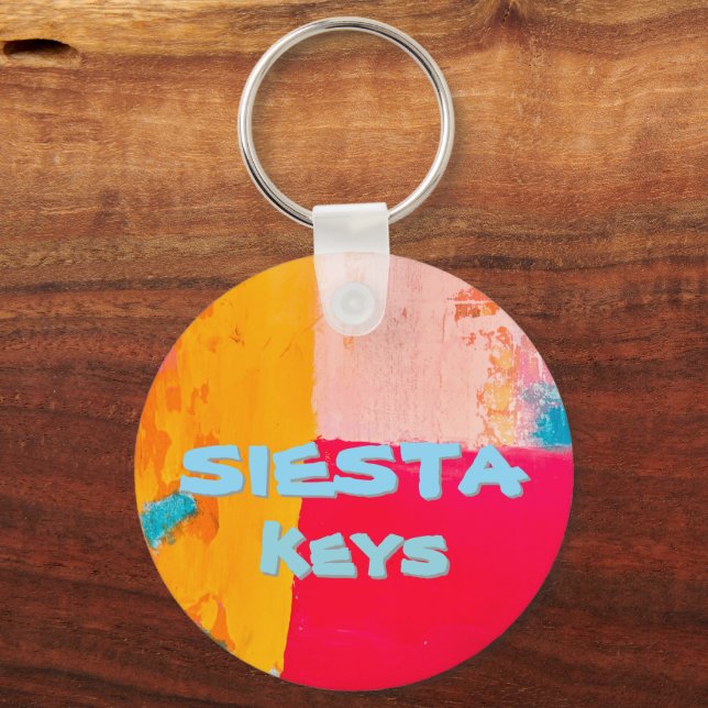 Strandig nyckelring som säger ”Siesta keys” (Framsida)