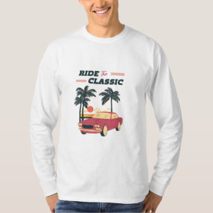 Strandillustration Retro Klassisk Bil T Shirt