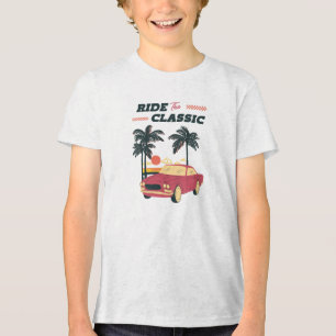 Strandillustration Retro Klassisk Bil T Shirt