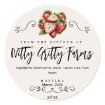 Strandjordsgelé Etikett för konservering Jordgubbs