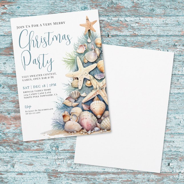 Strandjulparty Inbjudningar (Beach Christmas Party Invitation)
