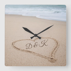 Strandkärlek för Monogram   mig Fyrkantig Klocka