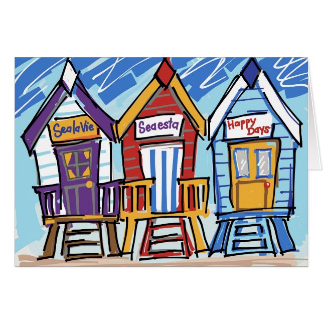 Strandkojor Hälsningskort (Framsidan Horizontal)