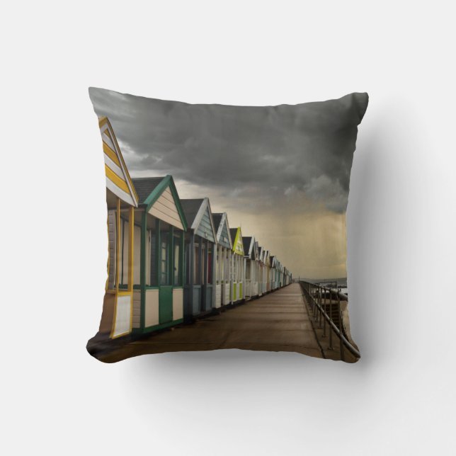 Strandkojor i en sommarstorm | Southwold Kudde (Framsida)