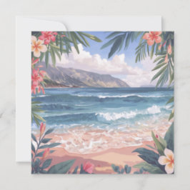 Strandkonst Blommor Hawaii Platt Kort