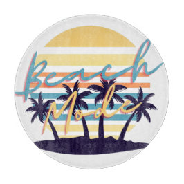 Strandläge Retro Solnedgång Palmträd