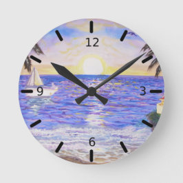 Strandlandskap Rund Klocka