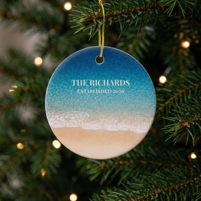 Strandlinje Anpassat Namn Julgransprydnad Keramik (Skapare uppladdad)