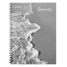 Strandlinje i svart-vit spiral foto anteckningsbok