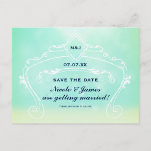 Strandlook Elegant Vintage Bröllop Save The Date Meddelande Vykort