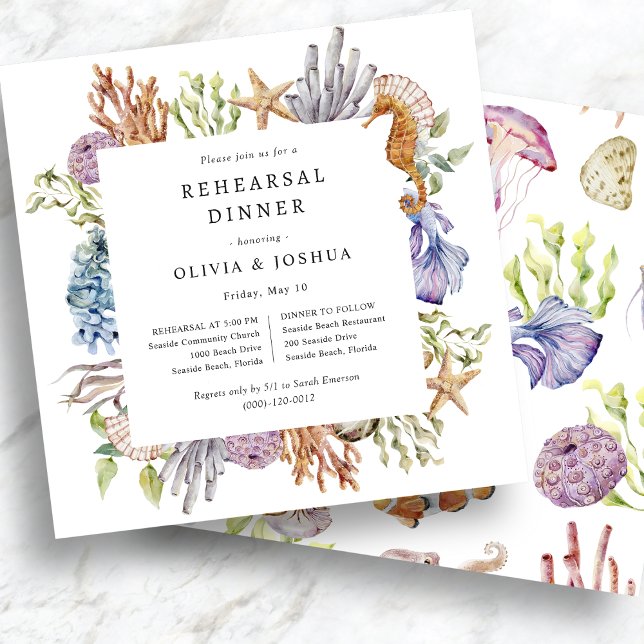 Strandövningsmiddagsinbjudan Inbjudningar (Beach Rehearsal Dinner Invitation
)