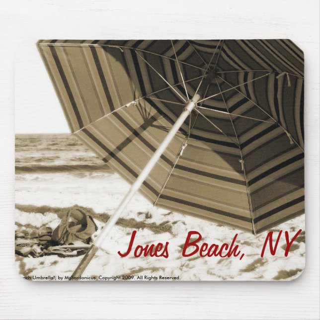 "Strandparaply" Jones strand, NY Mousepad Musmatta (Framsidan)