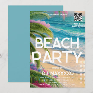 Strandparty Event Bar Tropical Club Flyer Inbjudningar