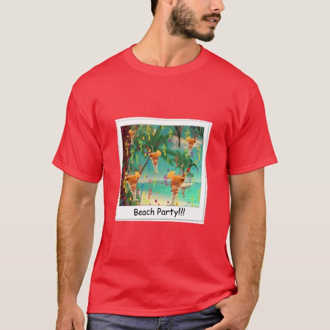 Strandparty!!! T-tröja Tee Shirt (Framsida)
