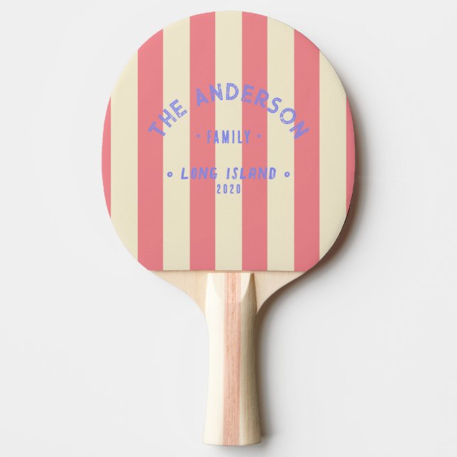 Strandpersika randig & familjenamn pingisracket (Framsidan)
