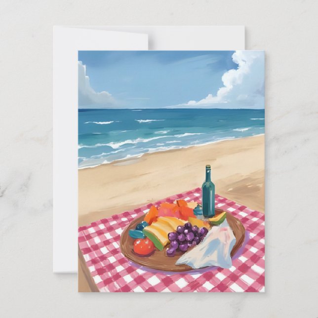 Strandpicknick | Havsstrandskildring Tack Kort (Framsida)
