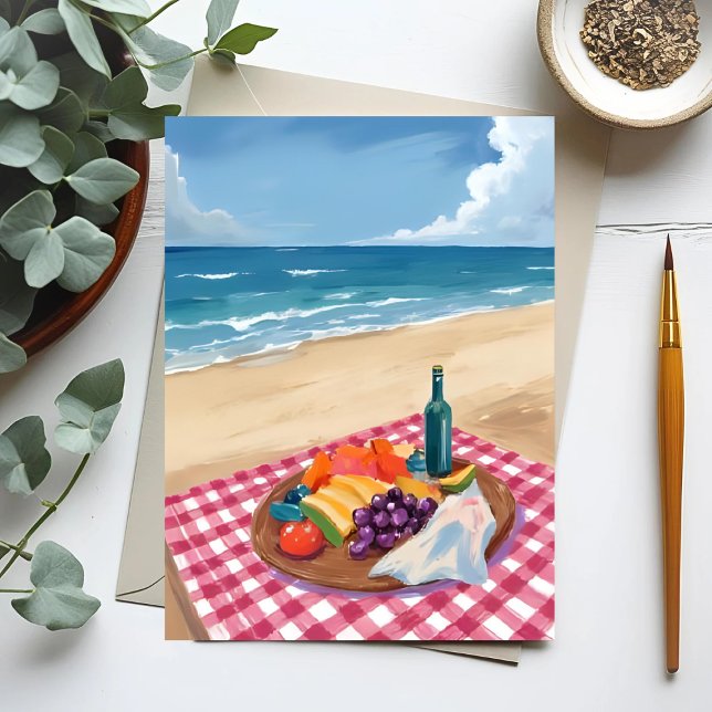 Strandpicknick | Havsstrandskildring Vykort (Skapare uppladdad)